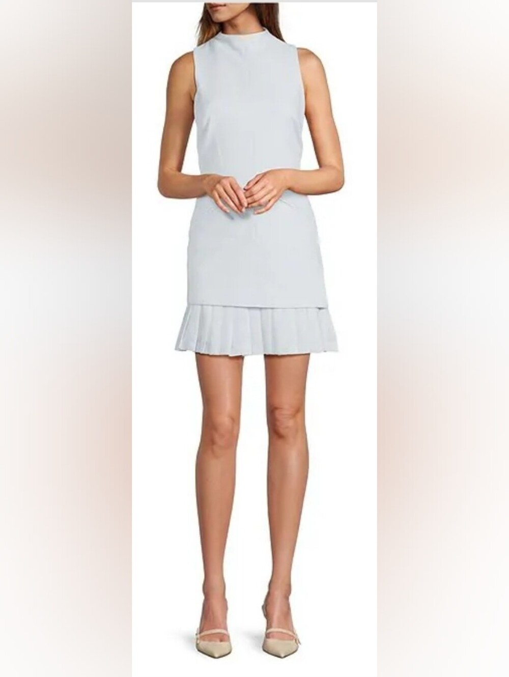 Antonio Melani Chiffon Pleated Mock Neckline Sleeveless Sheath Sz 12 NWT